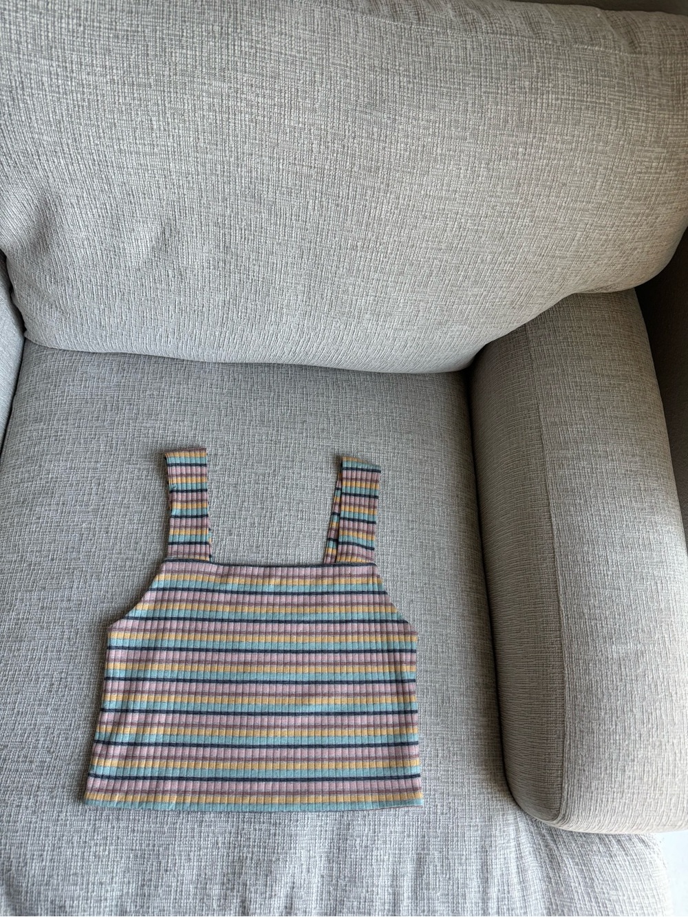 Striped Ribbed Crop Tank Top - Pastel Multi